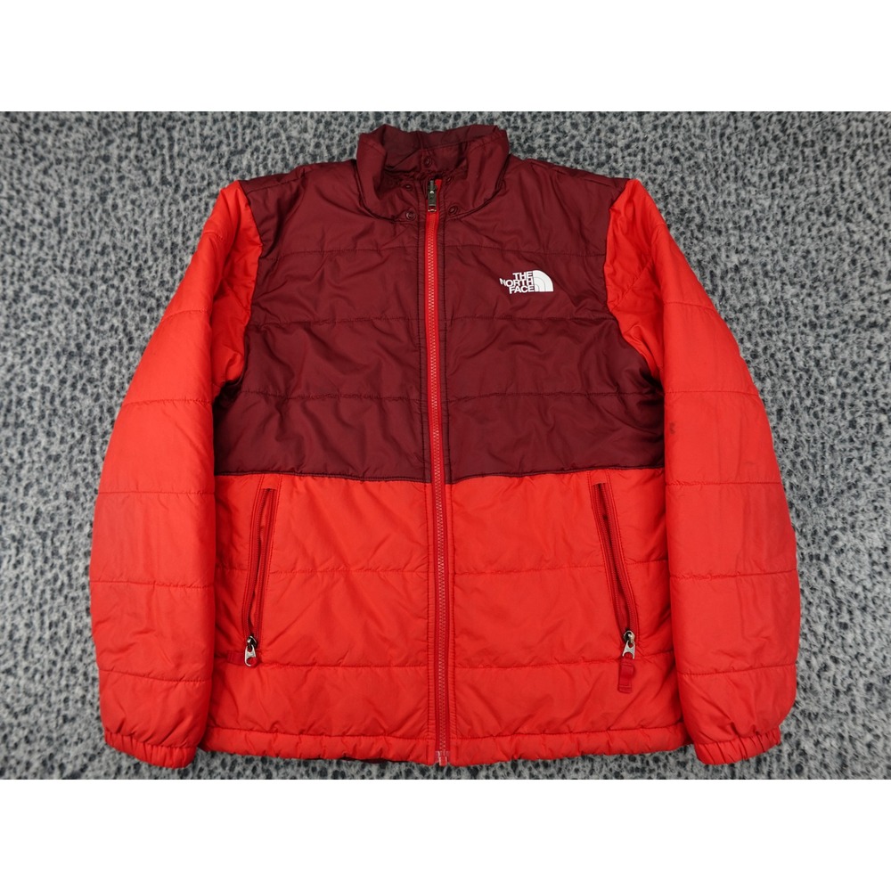 The North Face Reversible Puffer Jacket Mens S Youth XL Red Burgundy‎ Good Quilt